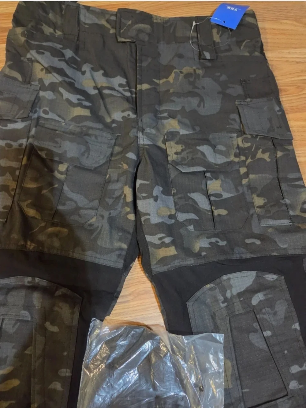 Tactical Black Cargo Pants with Built-In Knee Pads #0126